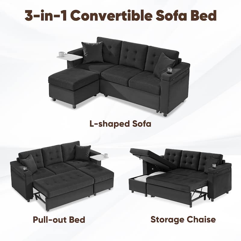 Pocassy Sofa Bed Sleeper Pull Out 4 in 1 Sleeper Sofa Couches with Storage