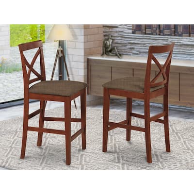 Oak Wood Counter Height Stool with Classic X Back Design, Comfortable Wood Seat and Durable Kitchen Bar Furniture