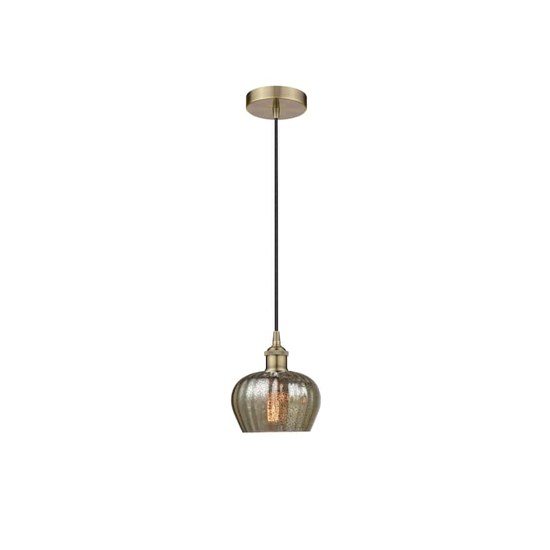 Innovations Lighting Fenton - 1 Light 7" Cord Hung Mini Pendant - Antique Brass/Mercury