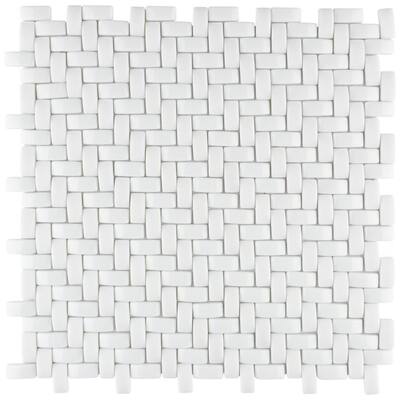 Merola Tile Expressions Weave White 12.25" x 12.25" Glass Mosaic Tile