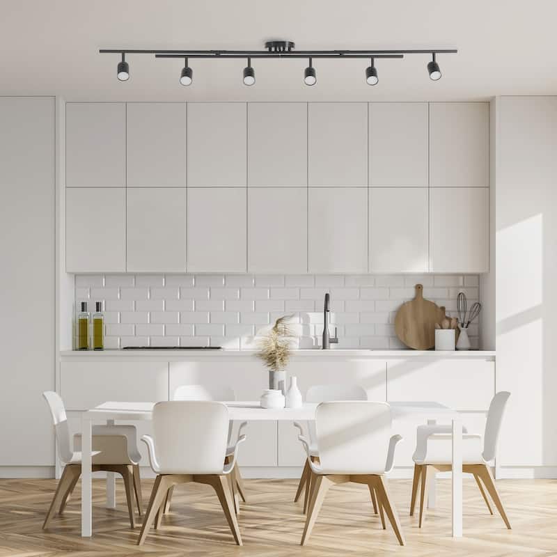 Wilma 6-Light Foldable Matte Black LED Integrated Track Lighting - one size