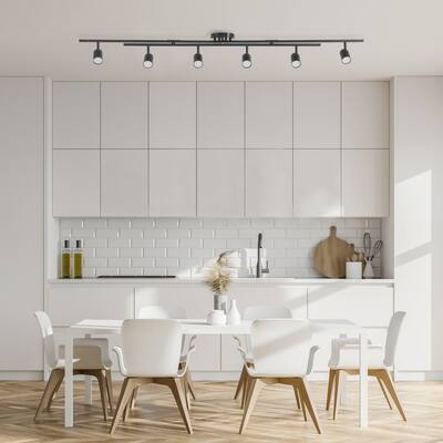 Wilma 6-Light Foldable Matte Black LED Integrated Track Lighting - one size