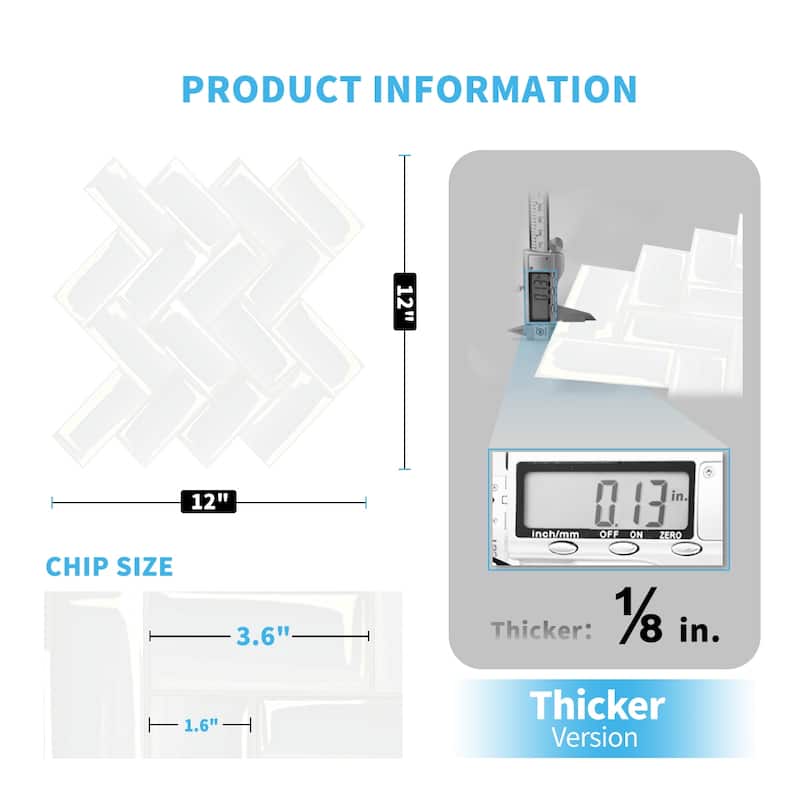 Art3d thicker herringbone peel and stick backsplash tiles
