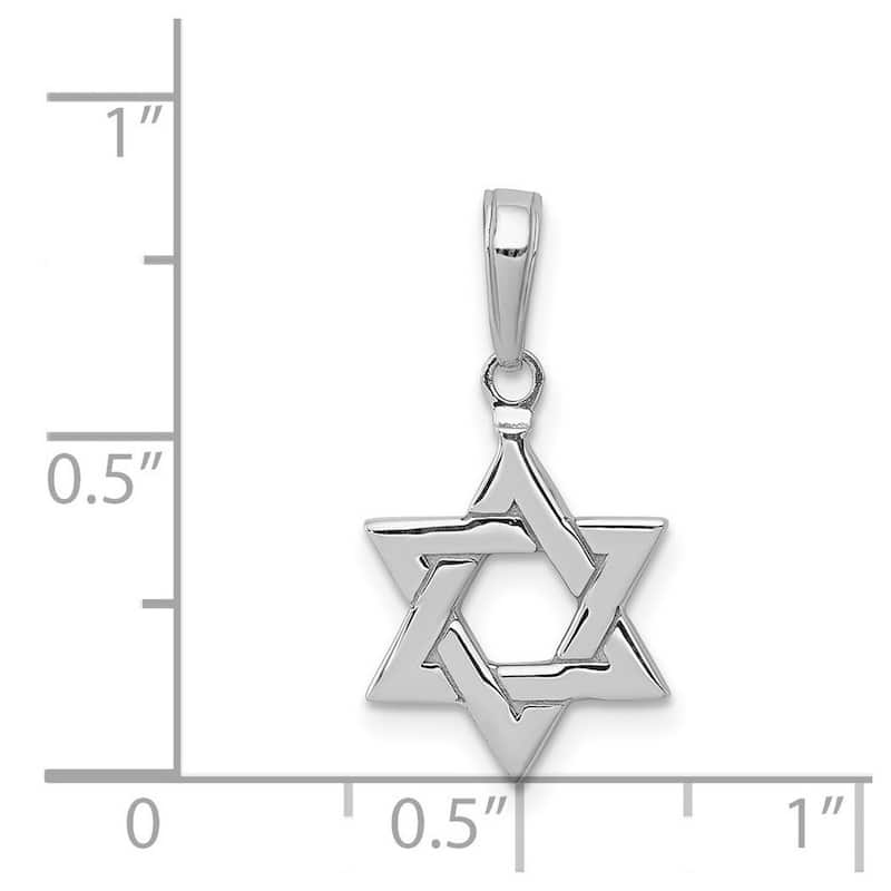 Curata 14k White Gold 18" Small Polished Star of David Pendant Necklace - 12x21.8mm