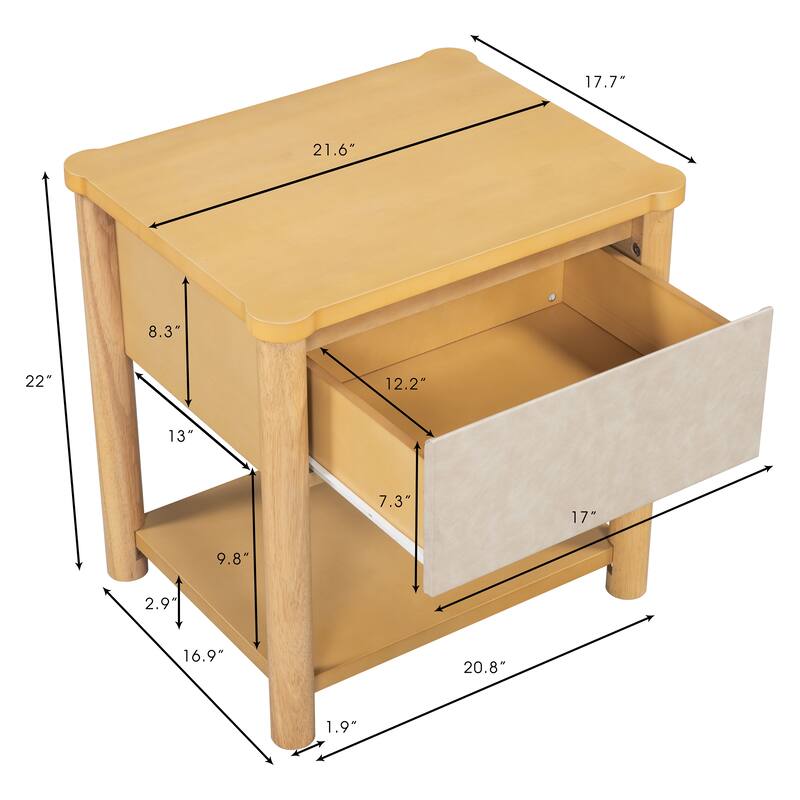 Farmhouse Bedside Table Nightstands with Drawer, Set of 2 Bedside Table File Cabinet with Open Shelf