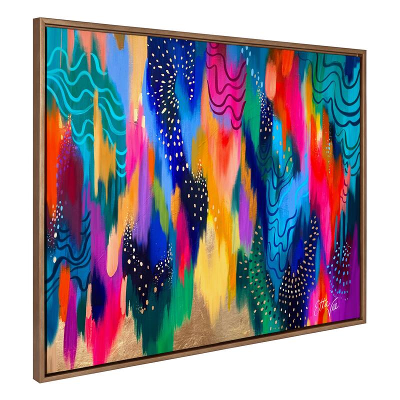 Kate and Laurel Sylvie EV Brushstroke 128 Frame Canvas by Jessi Raulet - 31.5x41.5 - Gold