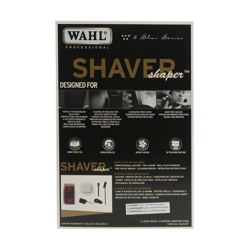 Wahl Professional 5-Star Series Rechargeable Shaver/Shaper #8061-100 + Wahl Flat Top Comb White #3329-100 - Red