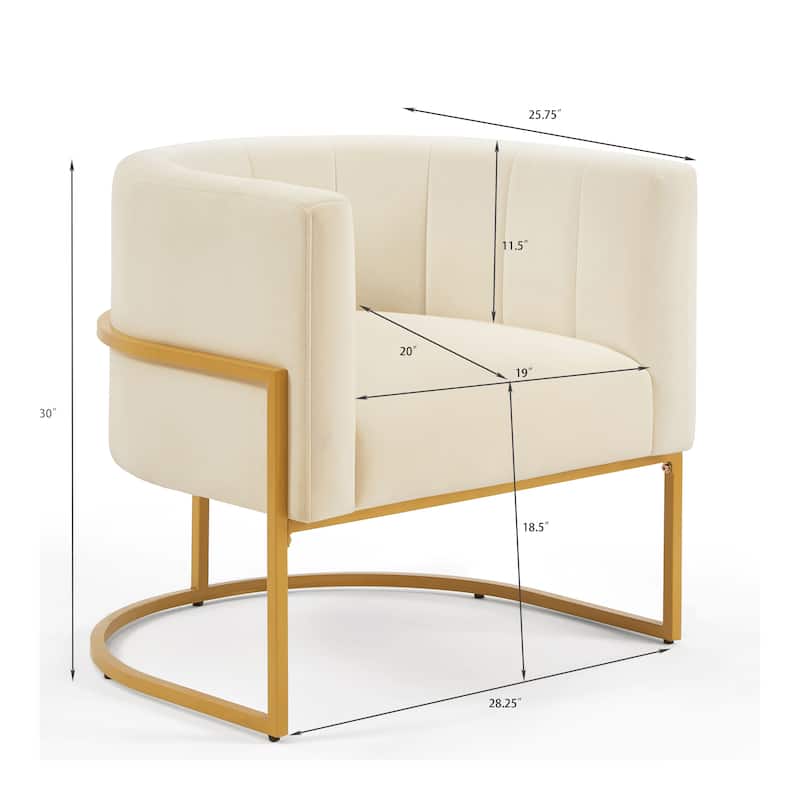 Upholstered Velvet Accent Chair with Golden Metal Stand