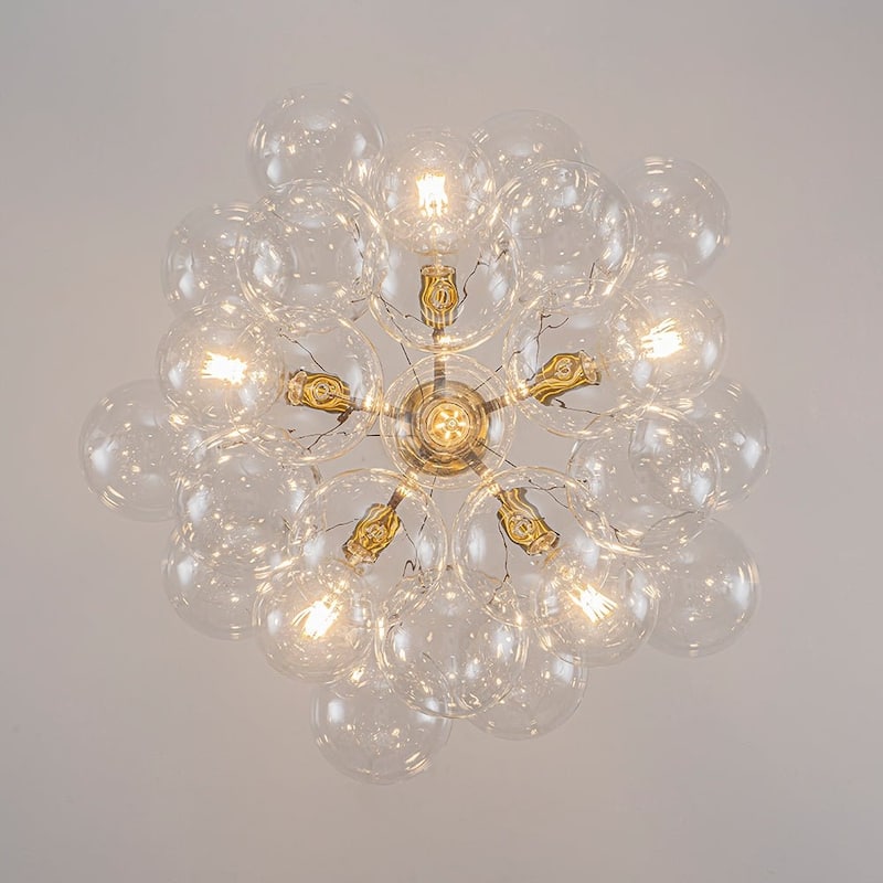 Contemporary Clear Glass Globe Bubble Chandelier