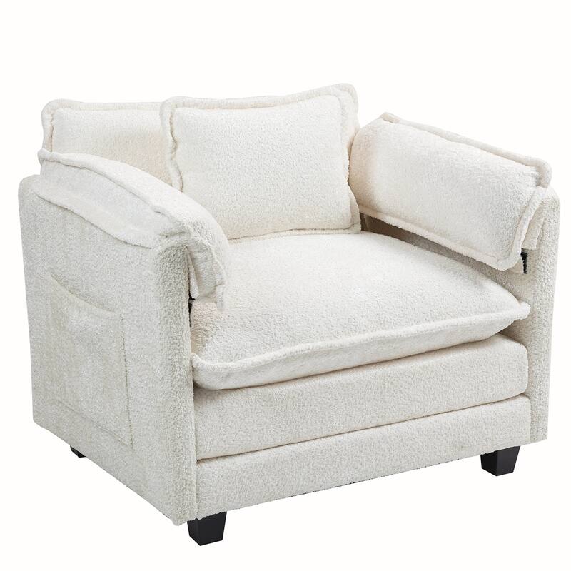 Boucle Oversized Sofa Chair With Ottoman