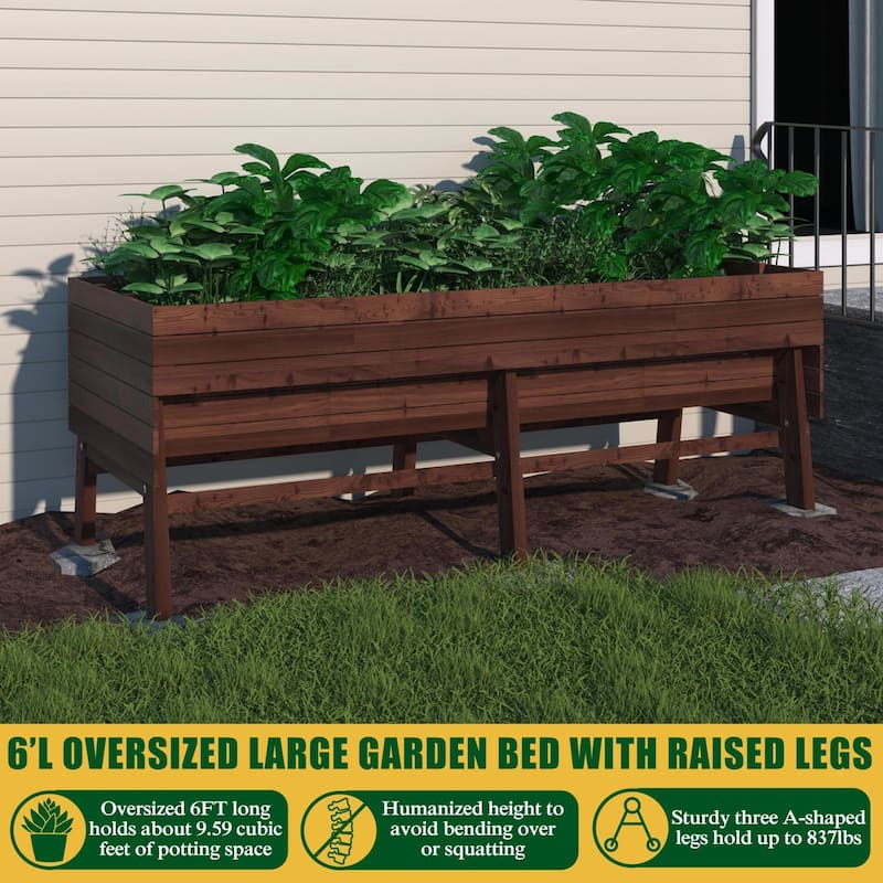 VEIKOUS Wooden Raised Garden Bed for Vegetables Oversized Deep Planter Box with Liner