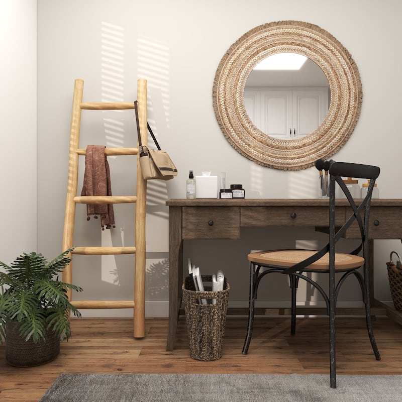 Teak Wood Handmade 5 Rung Ladder - Brown - Roche River Decor