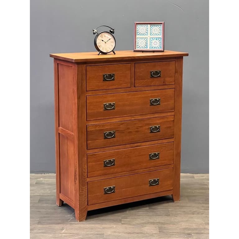 Mission 6 Drawer Tall Dresser - Walnut
