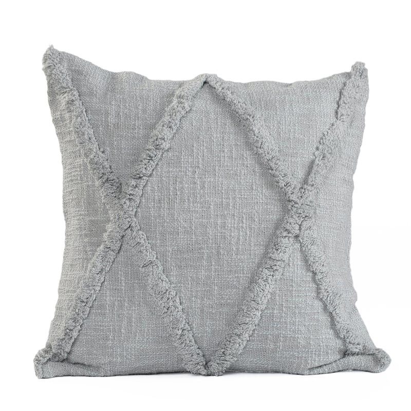 Solid Decorative Diamond Tufted Cotton Throw Pillow