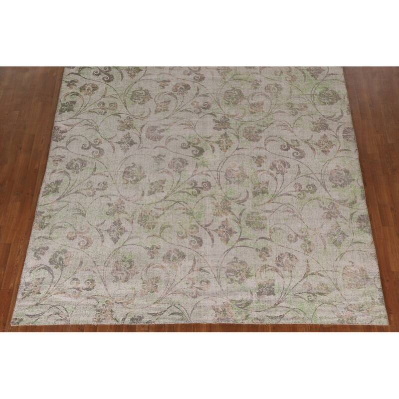 Floral Modern Oriental Area Rug Hand-Knotted Wool Carpet - 7'11"x 11'5"