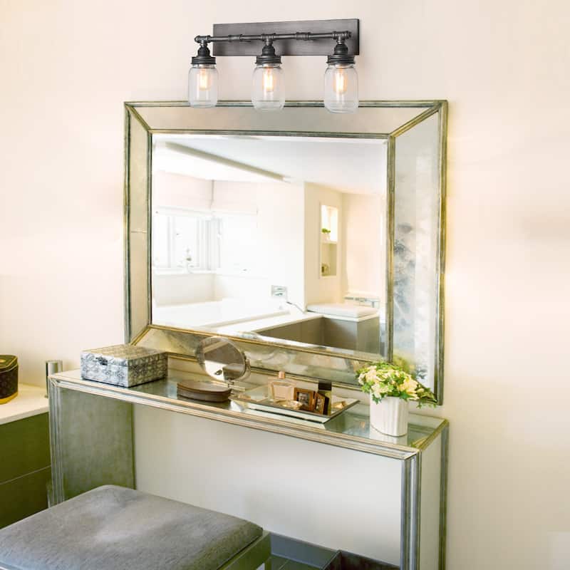 Carbon Loft Vawdrey 3-light Black Wall Sconces Vanity Lights Bathroom - Grey