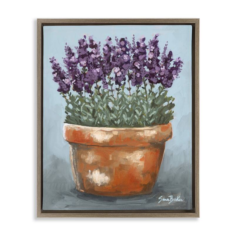 Stupell Potted Lavender Herbs Framed Floater Canvas Wall Art Design By Sara Baker - 17 x 21 - Brown