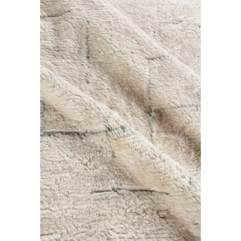EXQUISITE RUGS Moroccan Hand-knotted New Zealand Wool Ivory/Grey Area Rug.