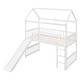 preview thumbnail 3 of 7, House Loft Bunk Bed Frames with Slide & Ladder, House Shaped Wooden Loftbeds w/Safety Guardrail & Storage Space Under Bed