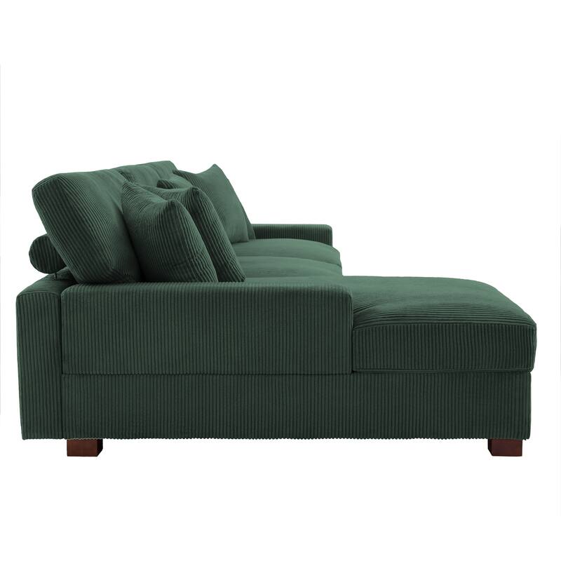 Upholstered Oversized Modular Sectional Sofa Set Corduroy Sleeper Sofa With Chaise