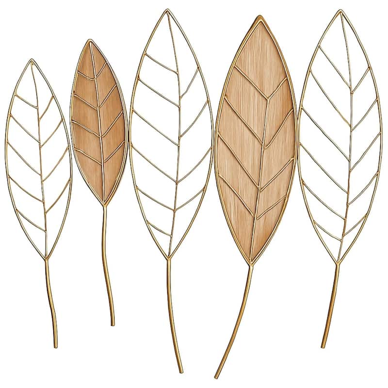 Aria Home Gold Leaf Wall Art Modern Minimalist Metal Botanical Decor