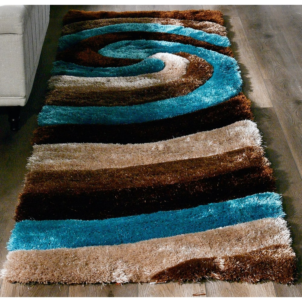 Mateos Shag Collection Swirl Area Rug