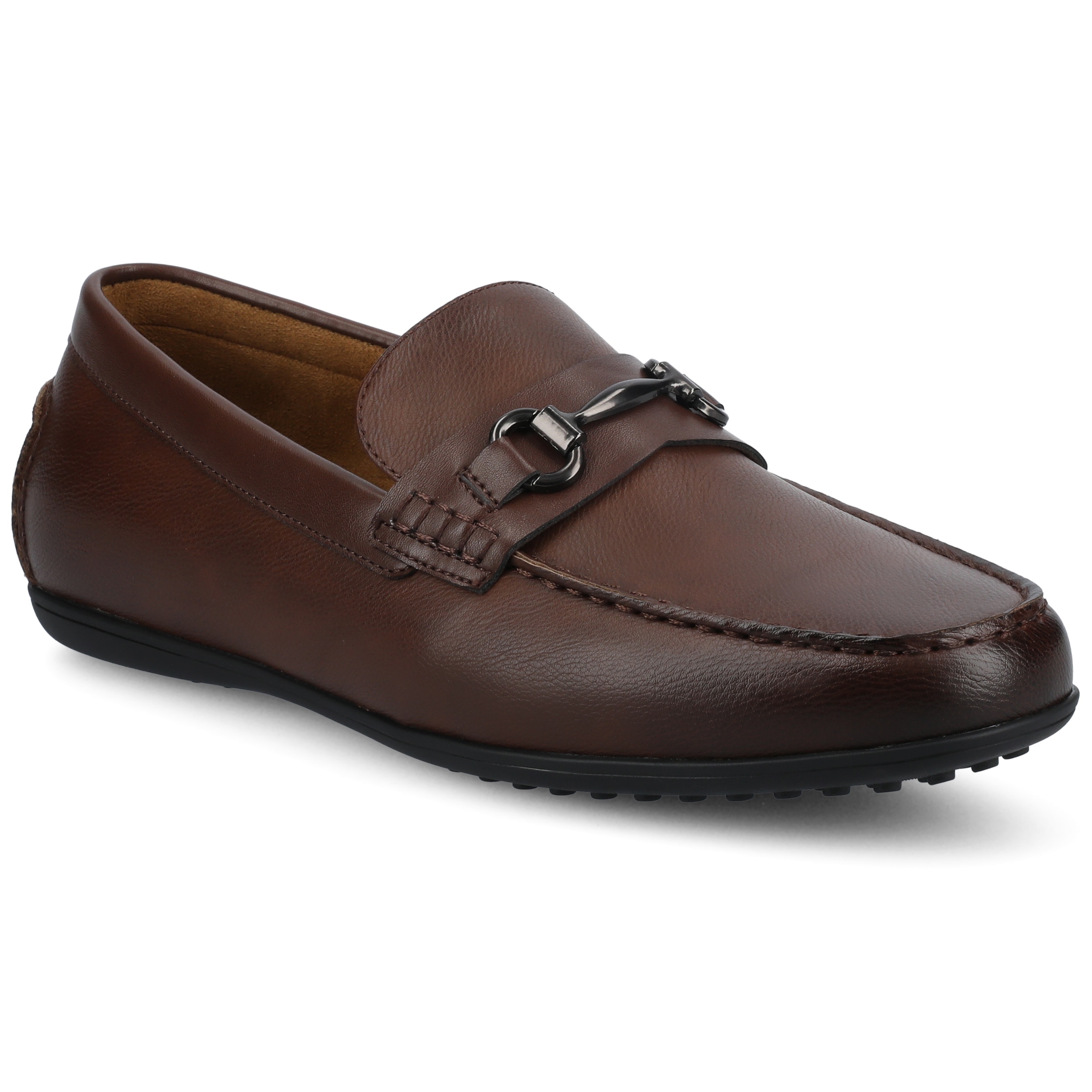 Men\'s Black Leather Bit Loafers - Slip-On Driving Moccasins 12 Men main image 3