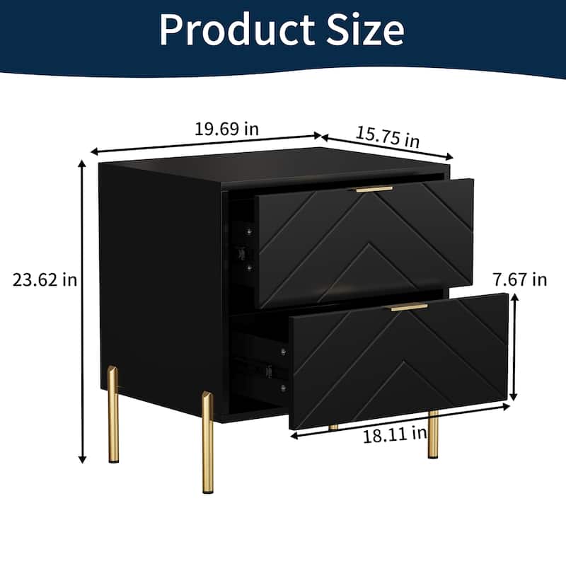 Clihome Modern 2-Drawer Storage Nightstand