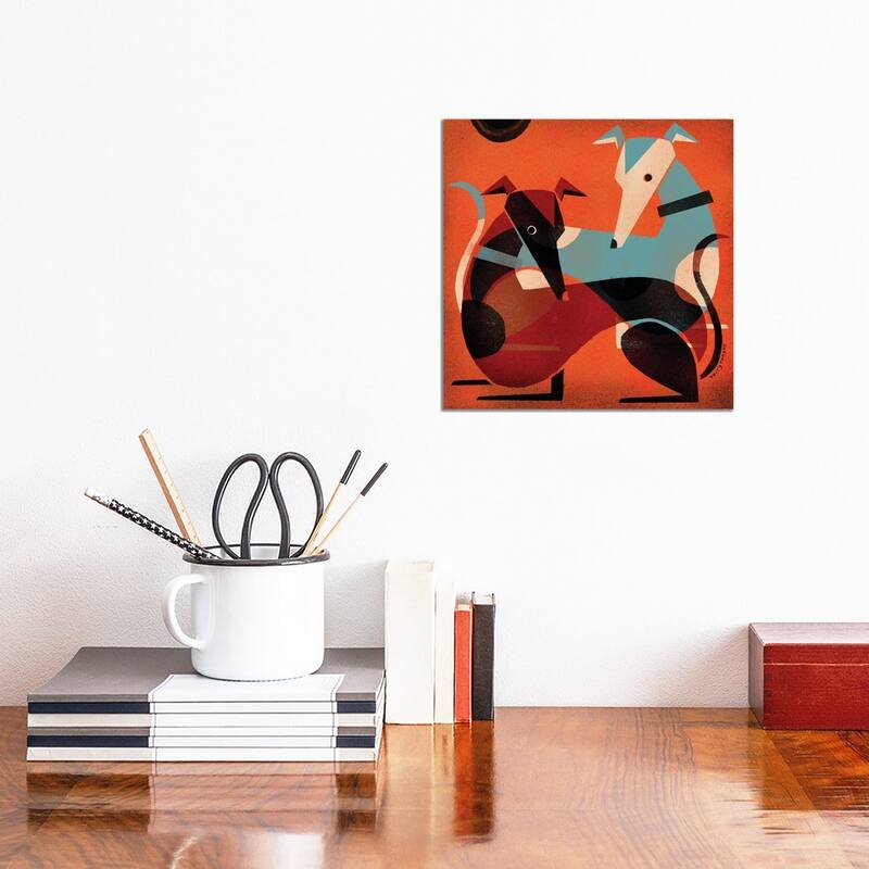 iCanvas "Greyhound Pair" by Terry Runyan Canvas Print - 12x12x0.75