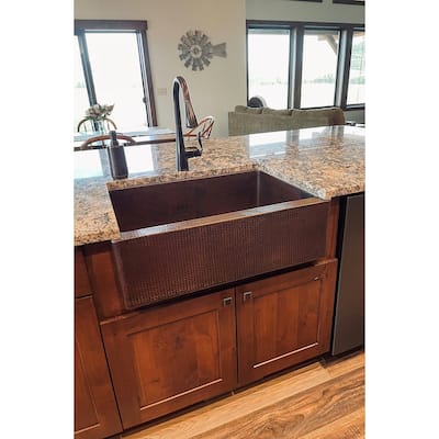 30-in Hammered Copper Apron Front Single Basin Kitchen Sink (KASDB30229)