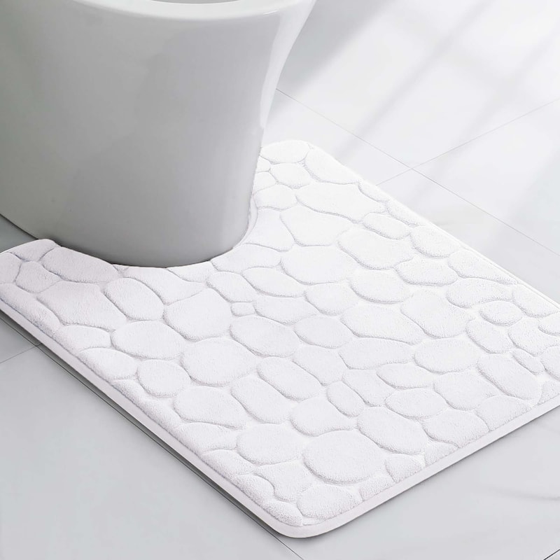Memory Foam Contour Bath Mat Pebble Design 18x20