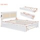 preview thumbnail 14 of 58, Versatile Pull-Out Bed,Full Size Elegant Bed Frame with Rattan Headboard and Sockets