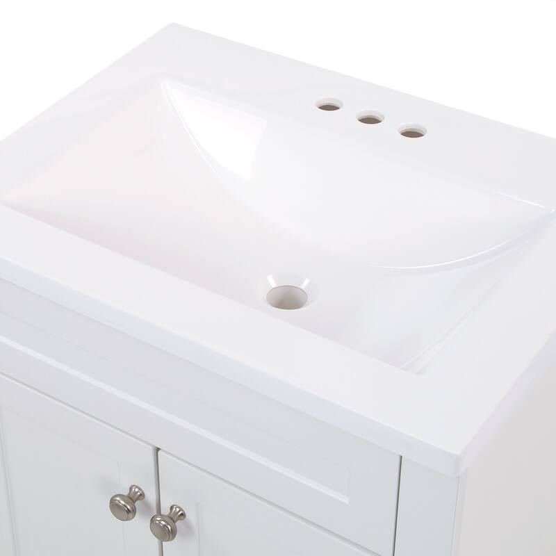 Spring Mill Cabinets Wyre 24" 2-Door Bathroom Vanity With White Sink Top