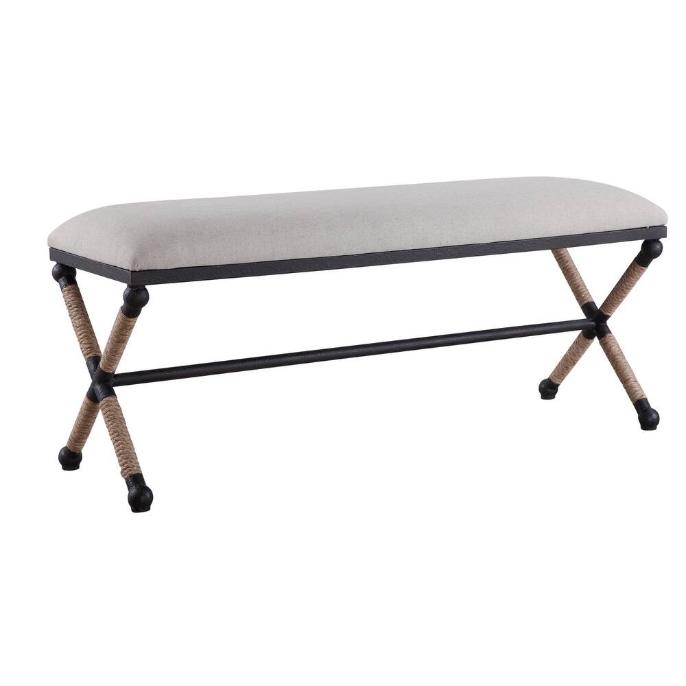 Uttermost Firth 48" Wide Iron Framed Fabric Upholstered Bench