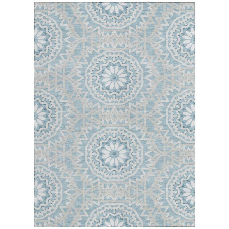 HomeRoots Floral Medallion Transitional Rectangle Outdoor Rug