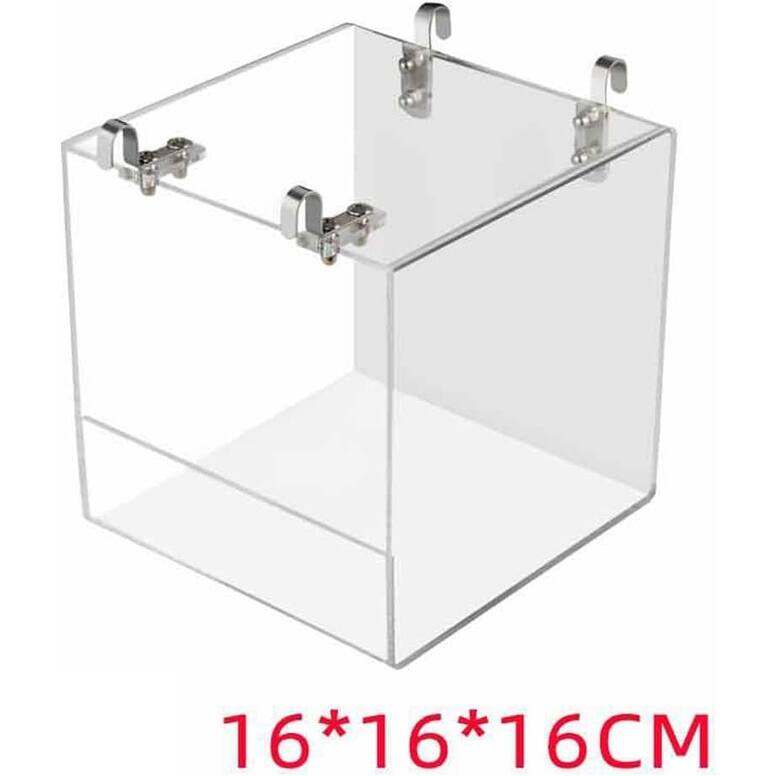 Acrylic Bird Bath Box with Hook, Thickened Hanging Water Bath Tub - 13*13*11cm - Multi