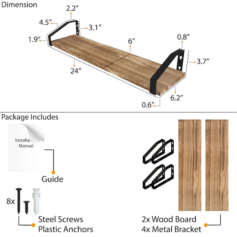 Wallniture Braga 24"x6" Shelves for Bathroom