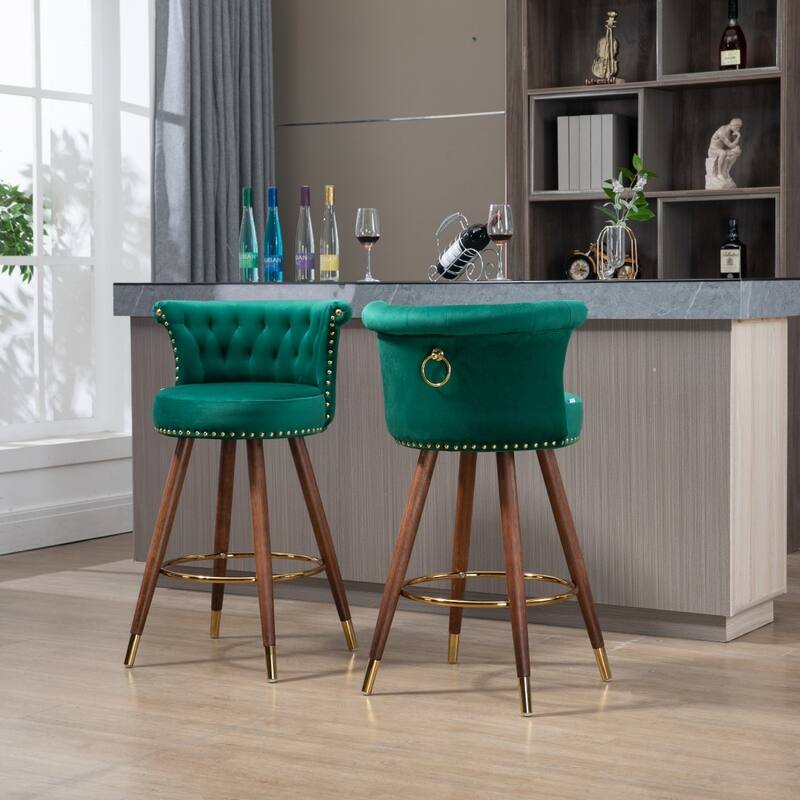 Swivel Bar Stools with Backrest Footrest - 21.85*20.08*36.02Inch
