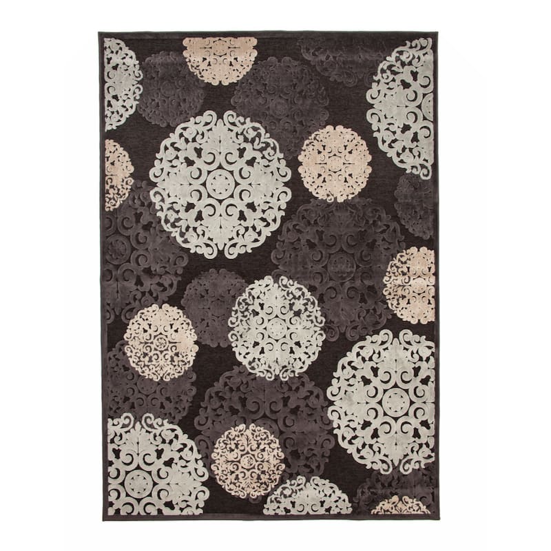 Charcoal/Ivory/Lt. Blue Area Rug 8x10 - 8' x 10' - Charcoal grey