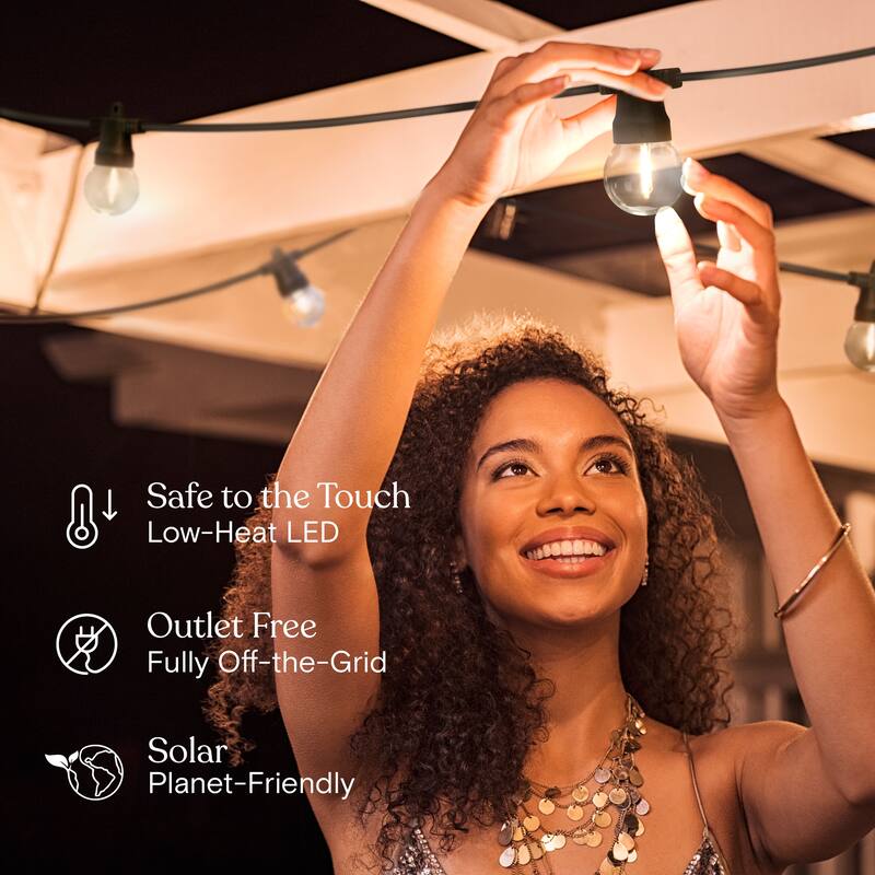Brightech Ambience Pro 12-Light 27 ft. Outdoor Solar 1W 3000k LED G40 Globe Bulb String-Light