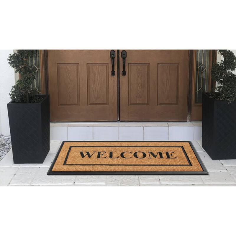 A1HC- Designer Hand-Crafted Rubber & Coir Frame Molded Double Door Mat, Perfect and more functional size