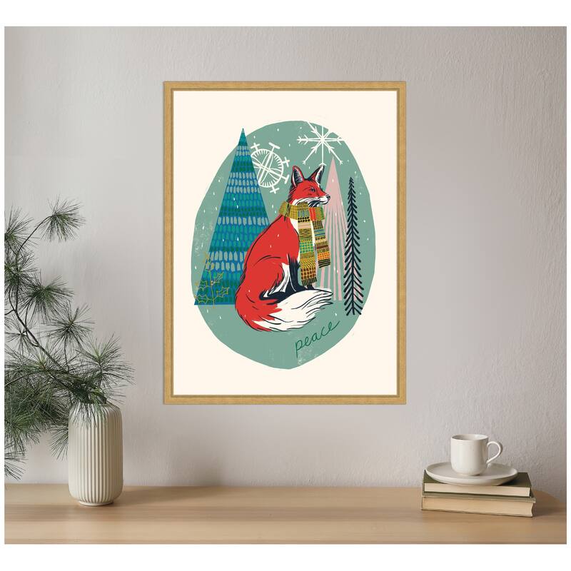 Kate and Laurel Sylvie Framed Canvas Winter Fellows Fox by Hannah Beisang