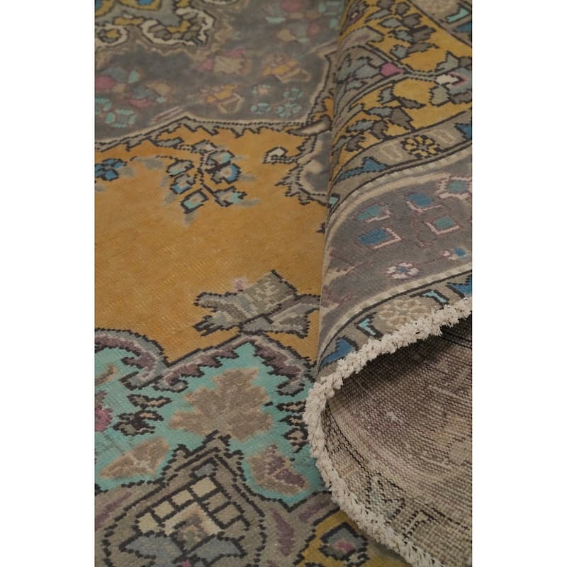 Hand Knotted Oriental 100% Wool Carpet Traditional Floral Oranges & Rust Tabriz Area Rug - 9' 4'' X 6' 5''