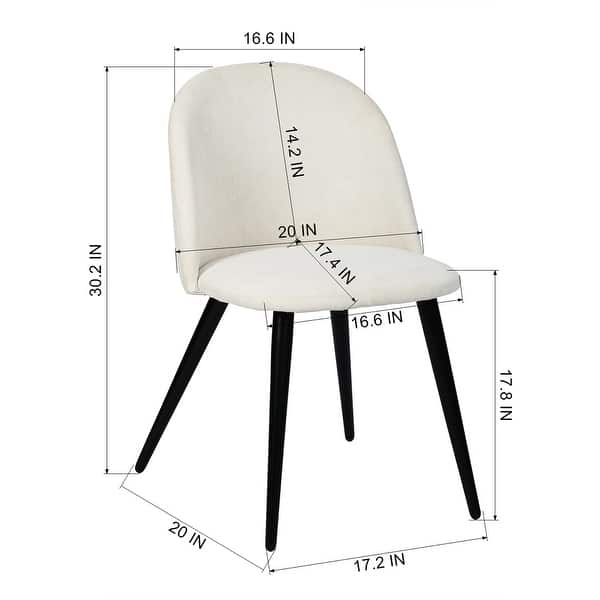 dimension image slide 6 of 14, Homy Casa Mid-Century Modern Fabric Dining Chairs (Set of 2)