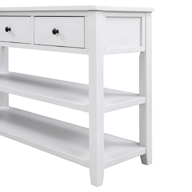 Retro Design Console Table with Two Open Shelves