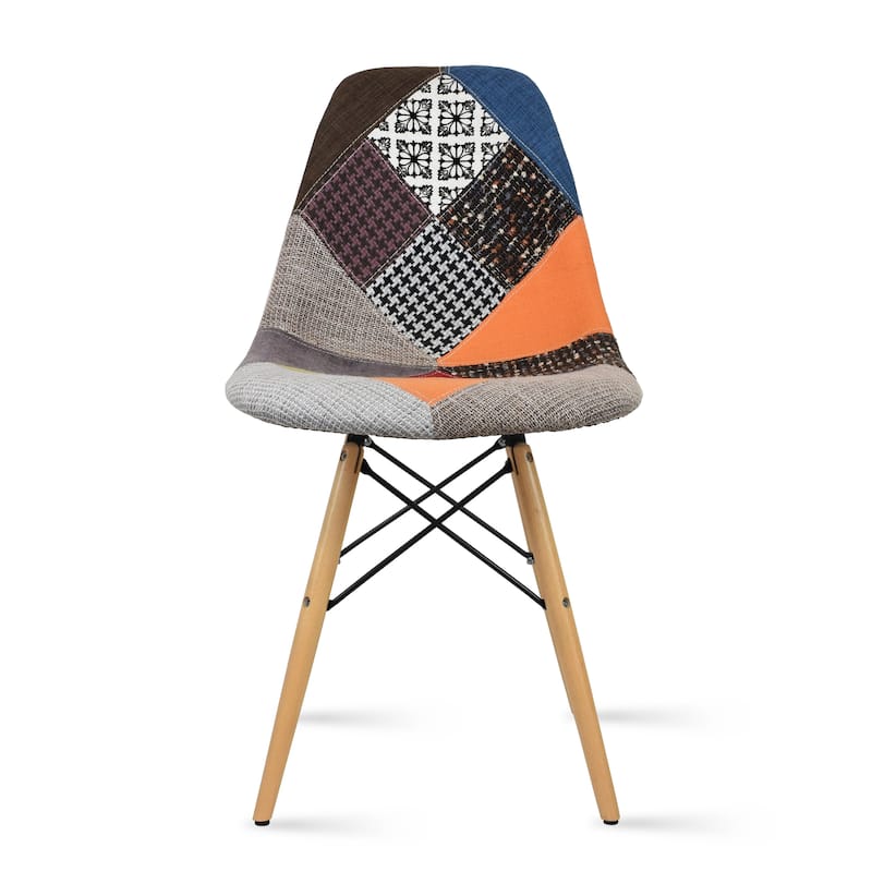Designer Plastic Eiffel Chair Natural Wood Legs Retro Dining Armless With Back Desk Accent Living Room Side Dowel DSW - Sam