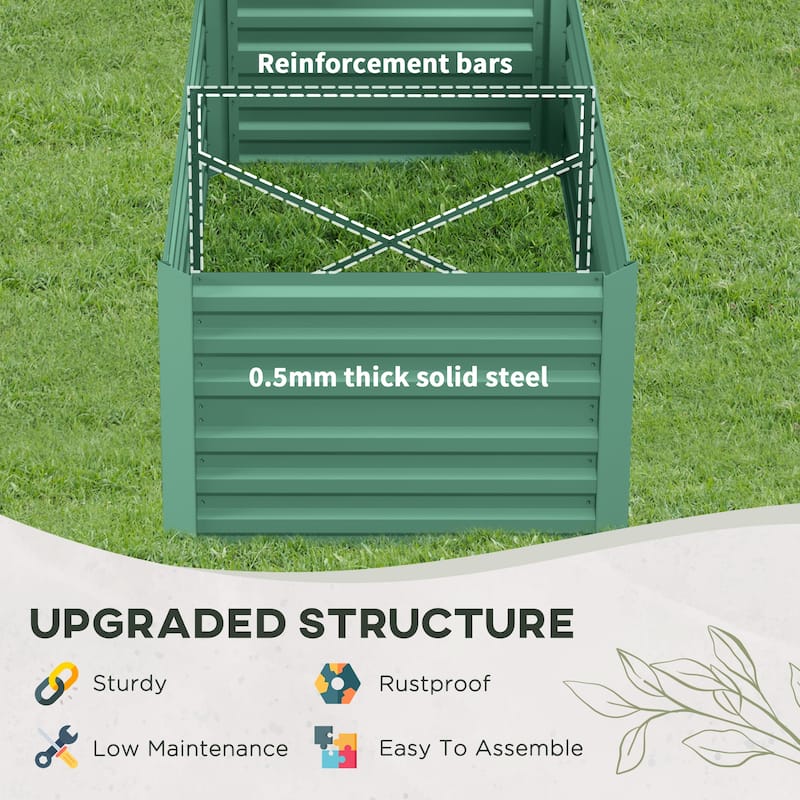 Outsunny Raised Garden Bed, 71" x 36" x 23" Galvanized Steel Planters for Outdoor Plants with Reinforced Rods
