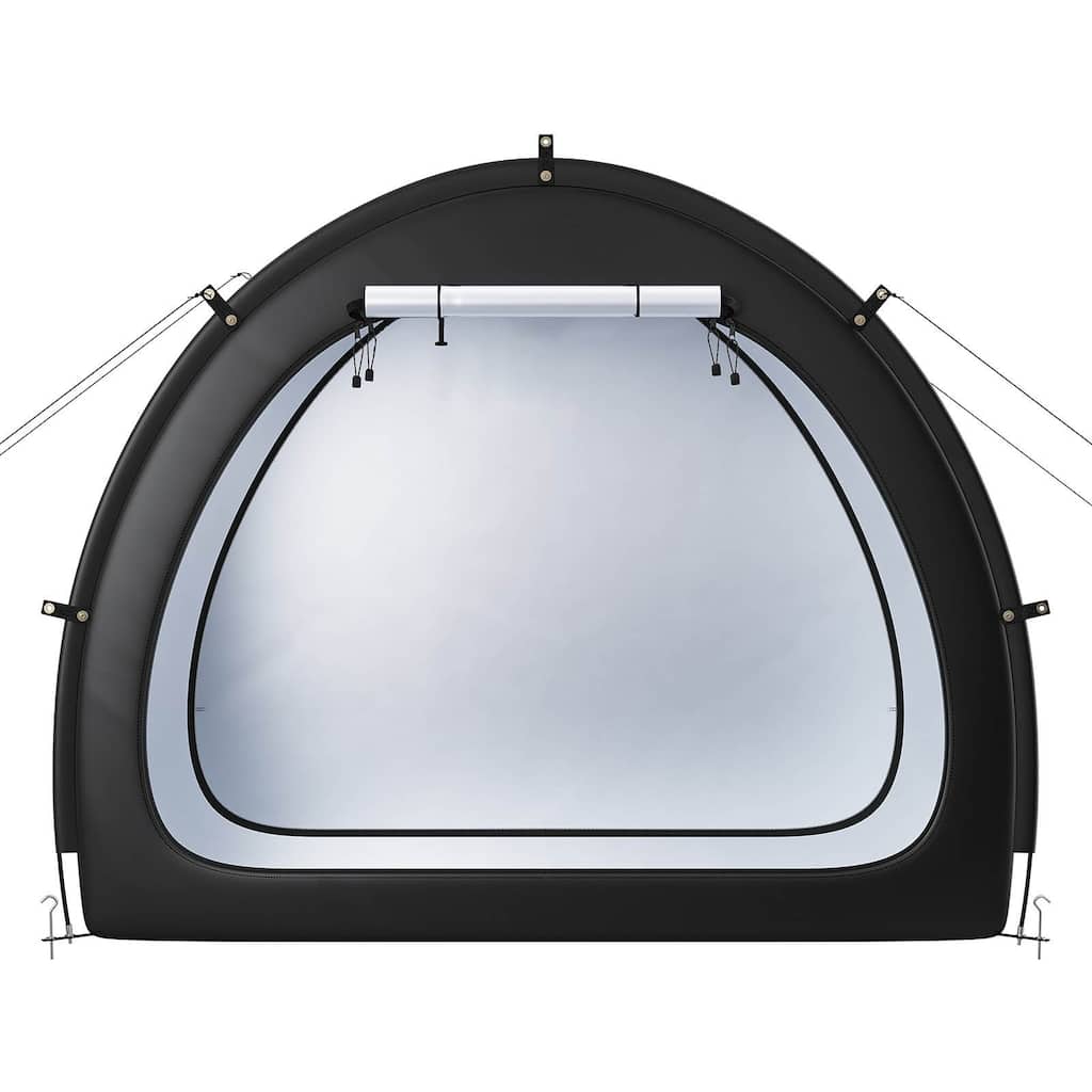 Black Waterproof Outdoor Bike Shed for 1-2 Bicycles Fan-Shaped Oxford Cover with Dual Access Doors - 1 to 2 Bikes