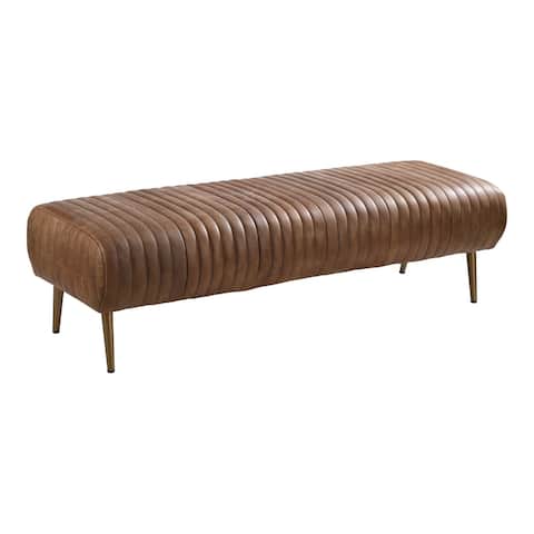 Aurelle Home Modern Ribbed Leather Bench