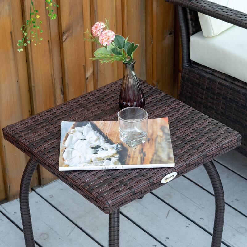 Outdoor PE Wicker Side Table, Rattan End Table